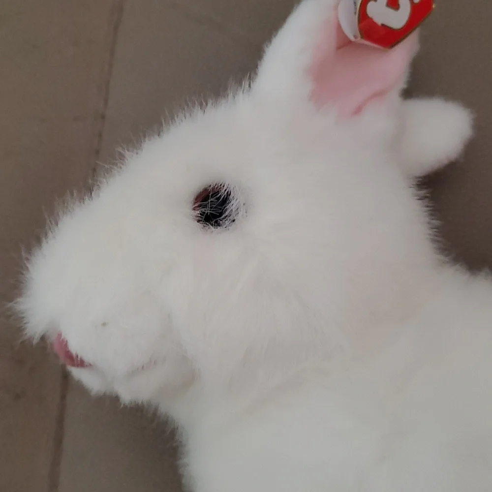 Ty Fluffy White Bunny Named Bows Plush Toy